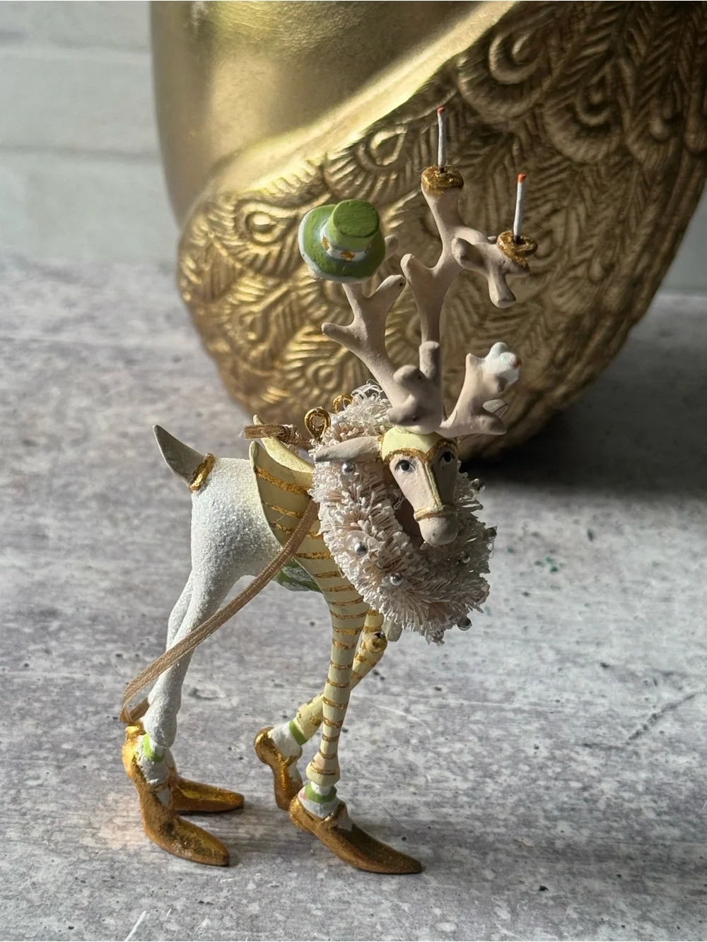 Mackenzie Childs Patience Brewster  Moonbeam Prancer Reindeer Mini Ornament